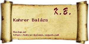 Kahrer Balázs névjegykártya